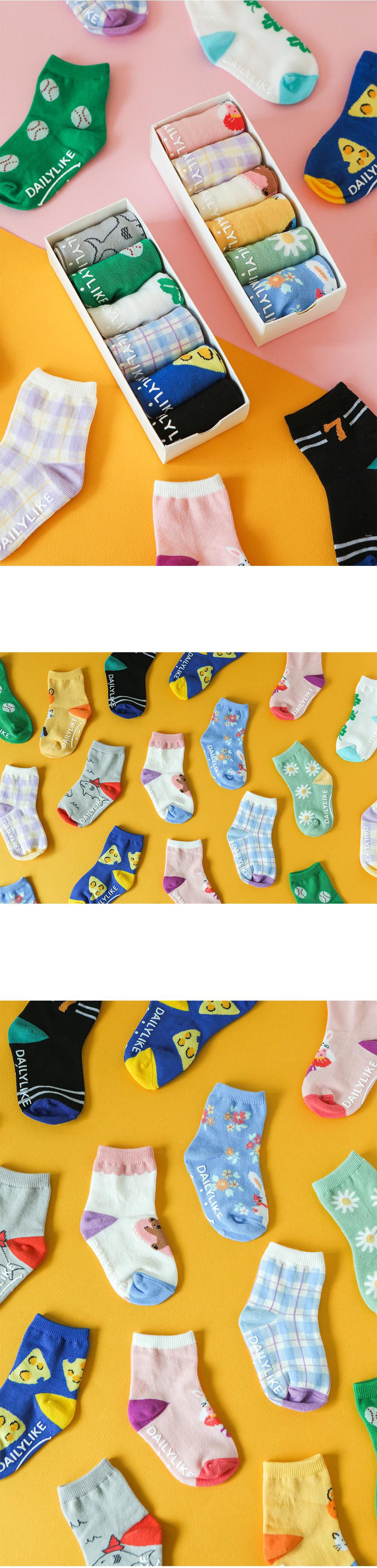 韓國 Daily Like - 兒童襪子/中筒襪6入組-6