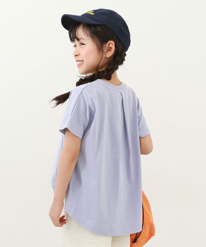 日本 devirock - 純棉圓弧形背後摺線短袖上衣-薰衣草