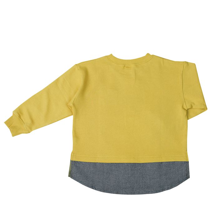 akachan honpo - 休閒上衣-下擺拼接-芥末黃色