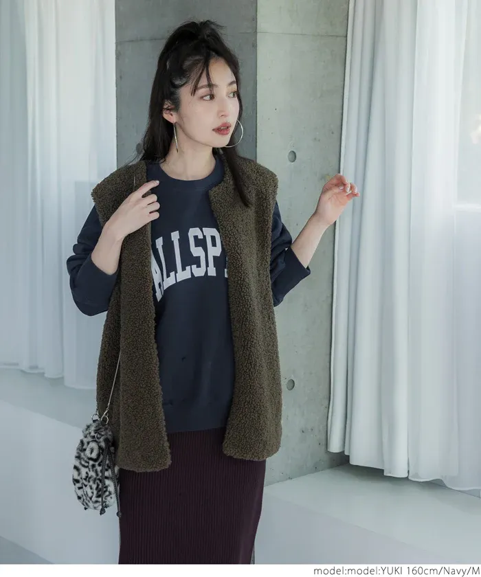 日本 COCA - 裏毛圓領百搭大學T-米杏