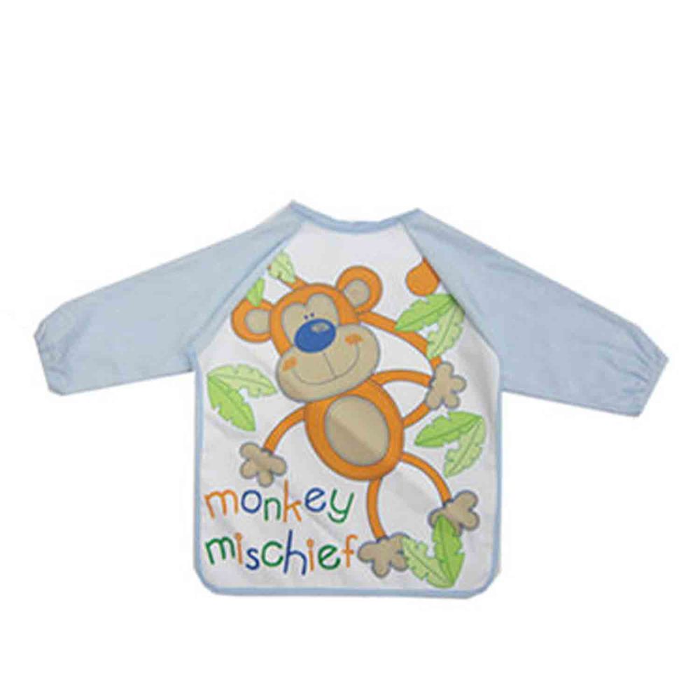 美國 Luvable Friends - 嬰幼兒長袖防水圍兜/畫畫衣單入組-橘色猴子