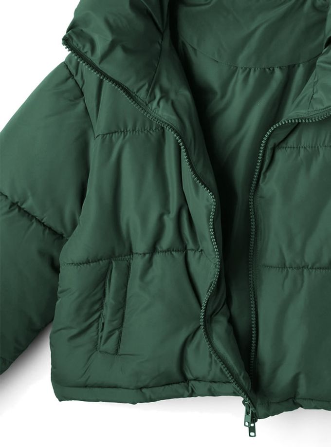 日本 GRL - 防風領百搭鋪棉短版外套-白 (F)