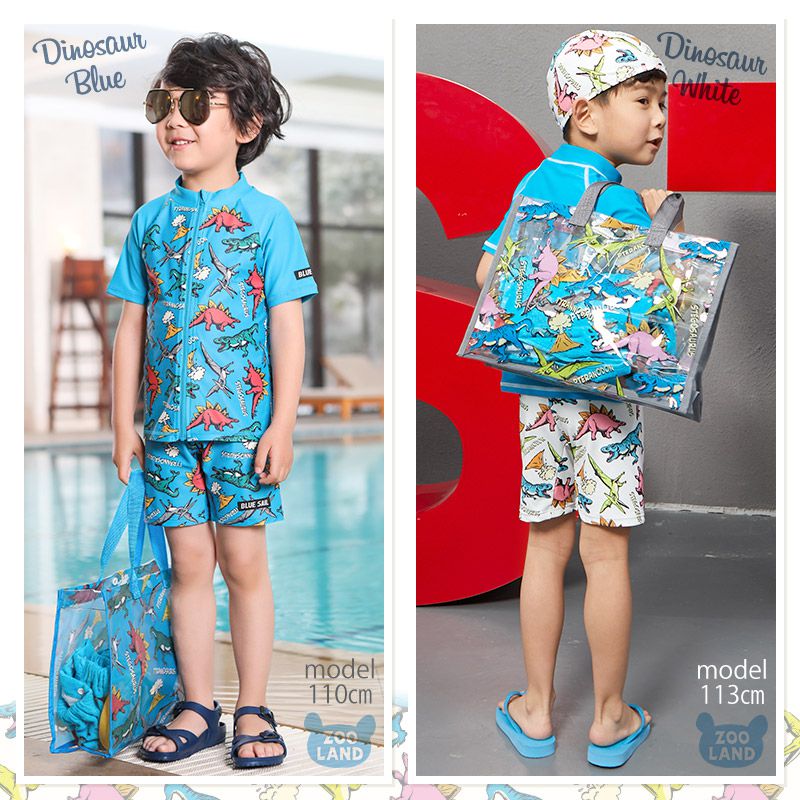 日本 ZOOLAND - 防水PVC手提袋/游泳包-E悠遊企鵝-水藍 (25x34x11cm)