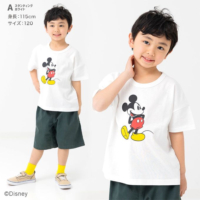 日本 Chil2 - 聯名款  卡通人物米奇純棉短袖上衣-大頭logo-煙燻藍