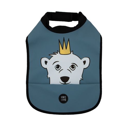 Babylivia - 防水口袋圍兜-北極熊-暗藍色