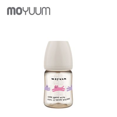 韓國 MOYUUM - PPSU 寬口奶瓶-貓咪夢境(暖杏白)(SOOSOOJIN聯名款)-170ml (0m+)