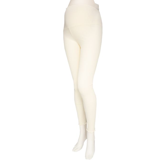 akachan honpo - 彈性羅紋內搭褲-木耳邊褲腳-米白色