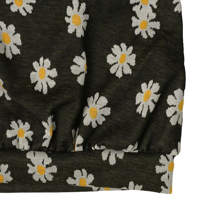 akachan honpo - 長袖休閒上衣-小花圖案緹花-黑色