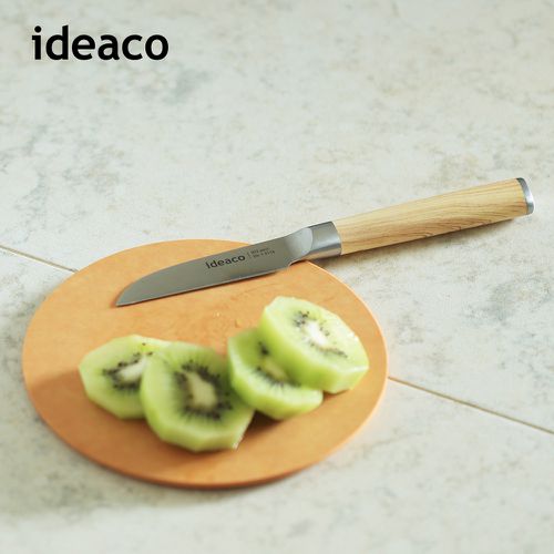日本IDEACO - 木質風握柄鉬釩鋼小型料理刀(80mm)-橡木紋柄