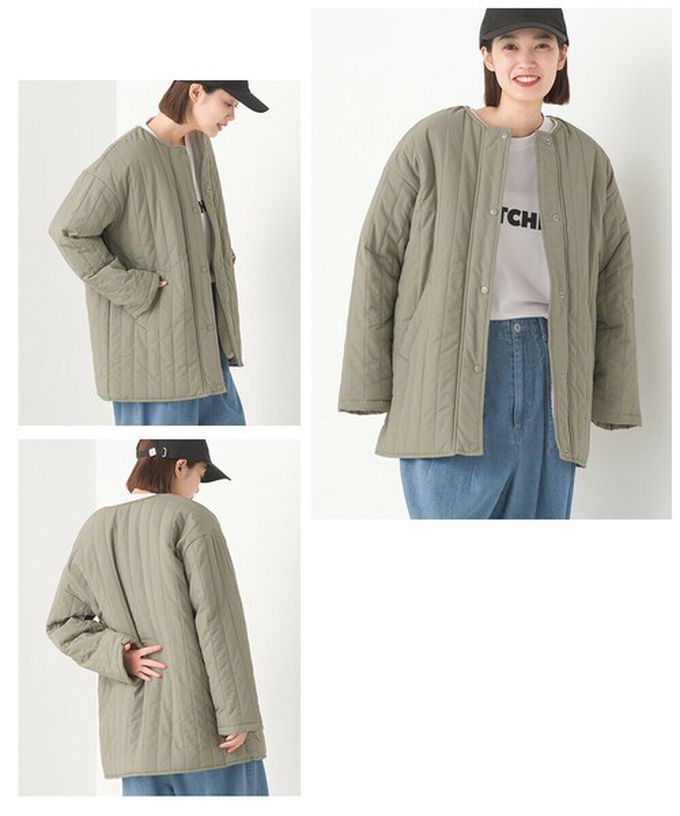 日本 OMNES - 內毛絨率性無領外套/保暖夾克-炭黑