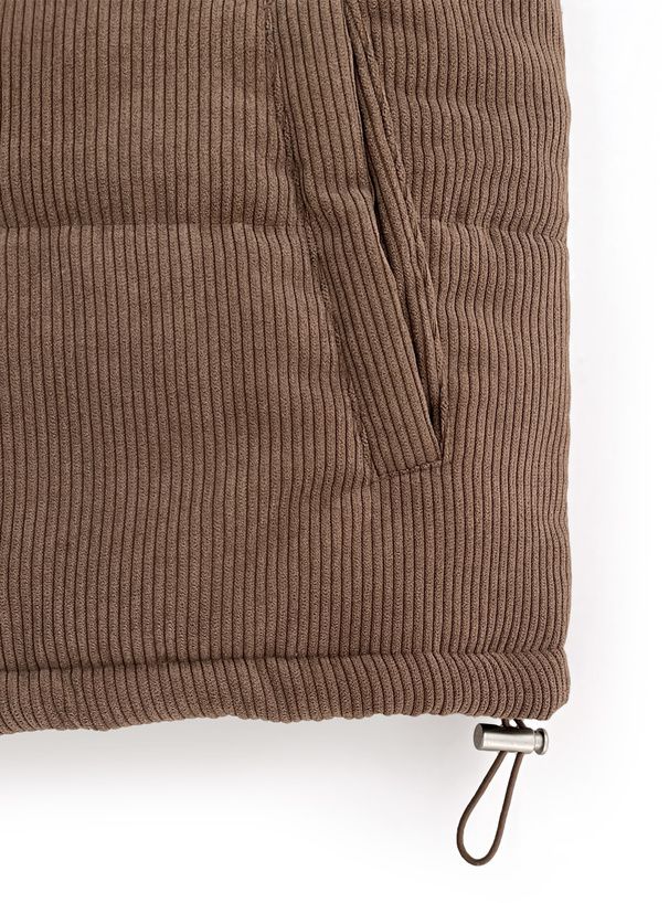 日本 GRL - 燈芯絨抽繩鋪棉背心-米杏 (F)