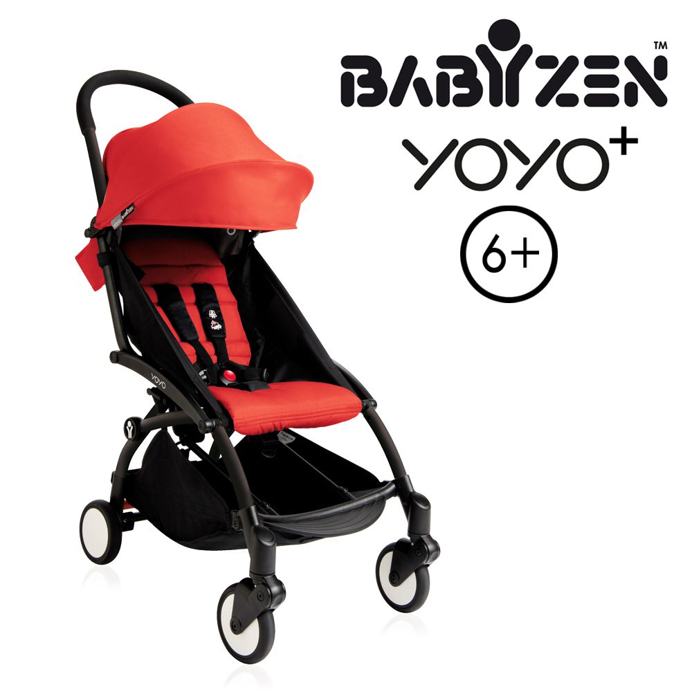 法國BABYZEN YOYO+ - 第三代秒收可登機手推車-黑管-紅-6m+