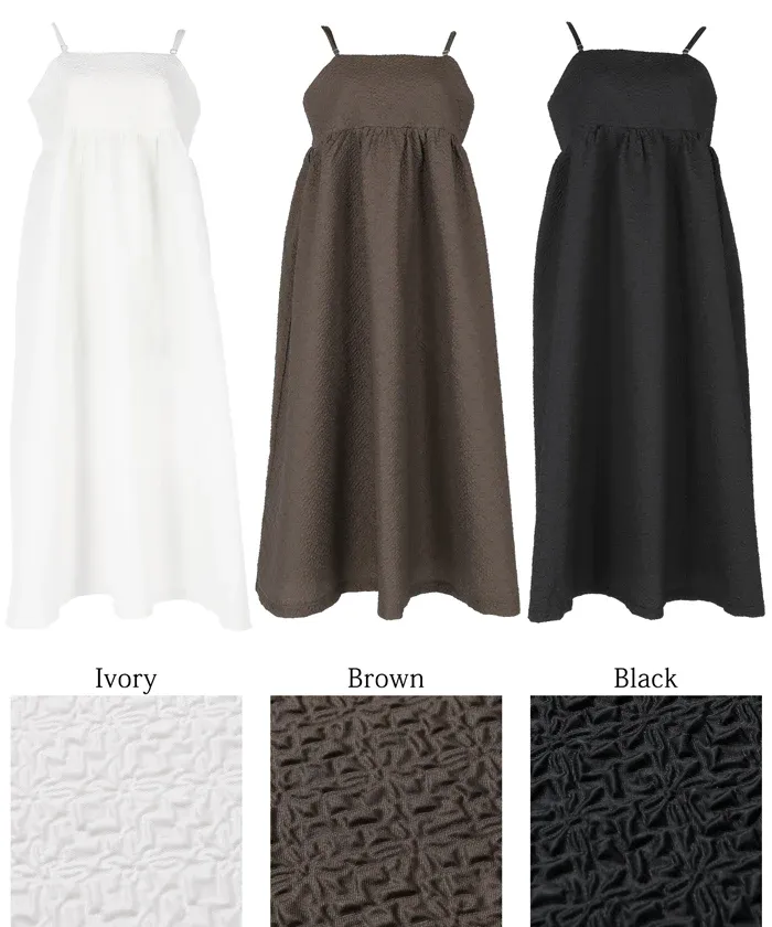 日本 COCA - 經典立體雲朵皺縮吊帶裙-大人-簡約黑