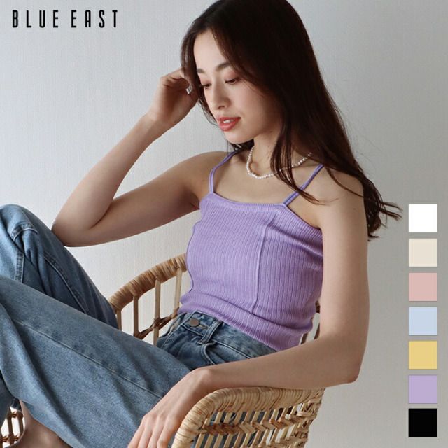 日本 BLUE EAST - 夏日必備彈性貼身細肩帶內搭/上衣-紫