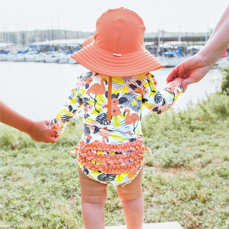 美國 RuffleButts - 嬰幼兒UPF 50+防曬遮陽帽-珊瑚橘