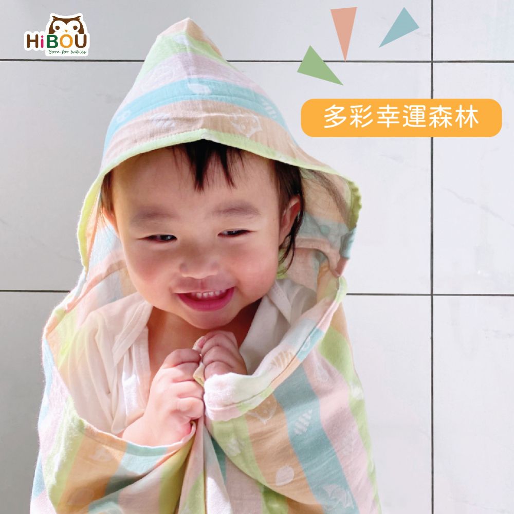 日本雙重緹花連帽幼童吸水浴巾_適合0-6歲-游泳浴巾洗澡浴巾輕薄好攜帶-黃色福氣小鷹 (黃色福氣小鷹)