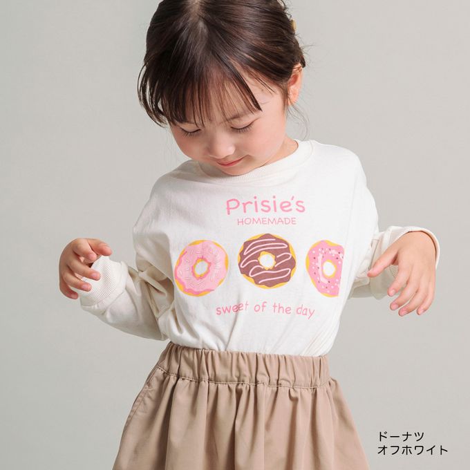 日本 BRANSHES - 100%棉 女孩印花薄長袖上衣-花環小白花-寶寶藍