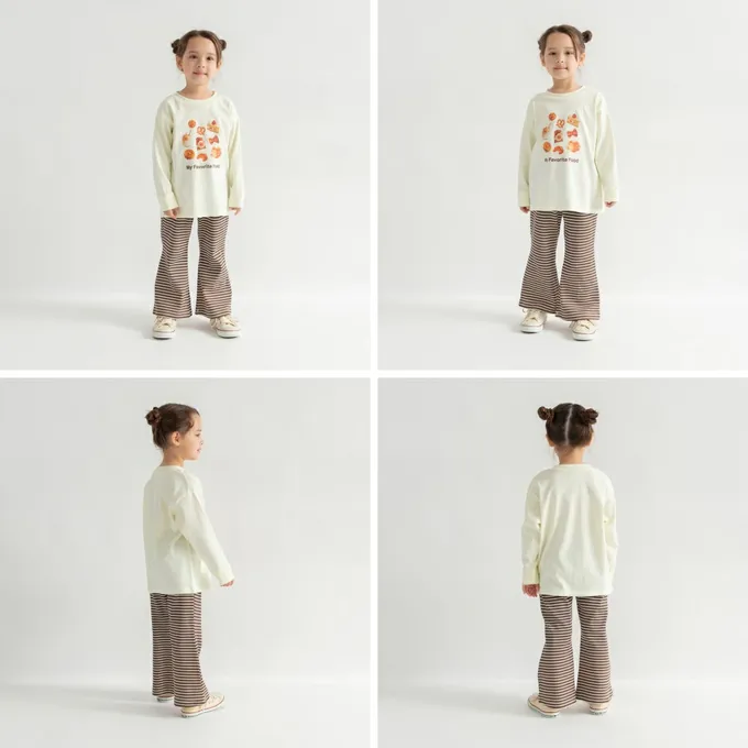 日本 BRANSHES - 彈性羅紋百搭薄款喇叭褲-愛心-黑