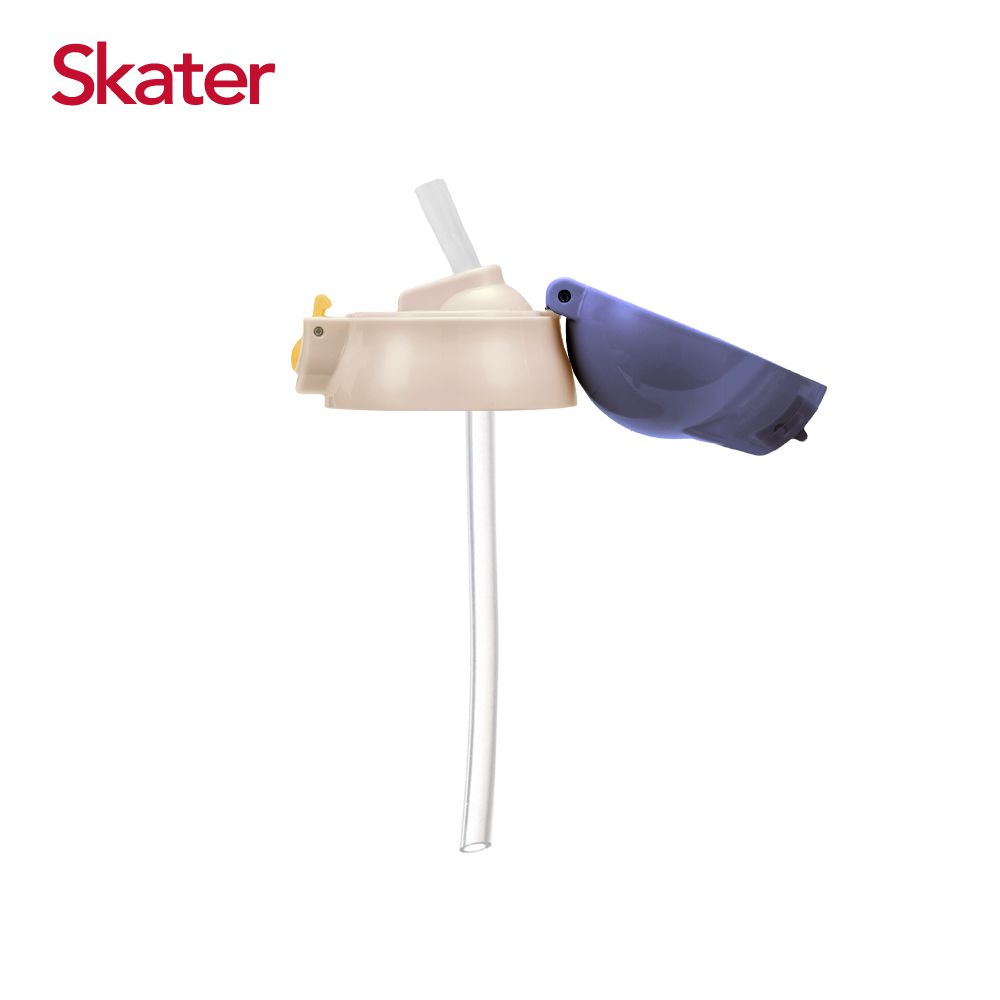 日本 SKATER - 吸管型不鏽鋼兩用杯-上蓋組含吸管-藍白-350ml