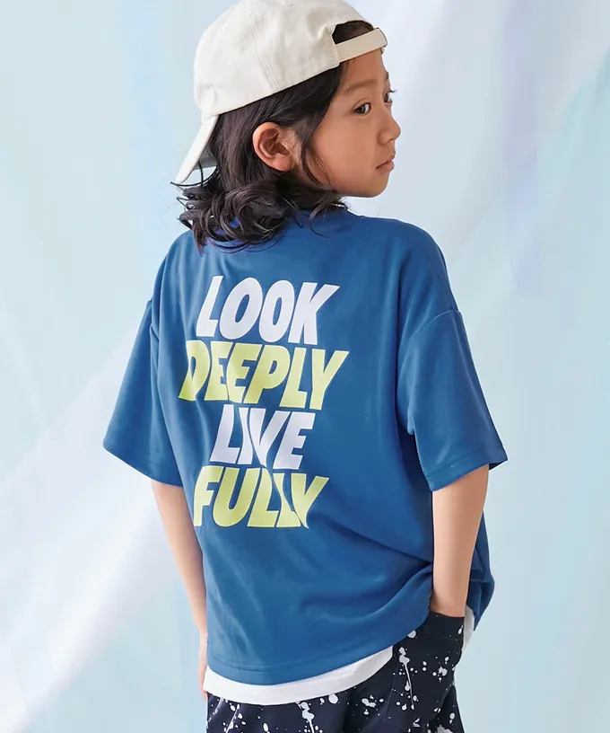 日本 devirock - 涼感速乾網眼 超舒適短袖上衣-英文logo-深紫