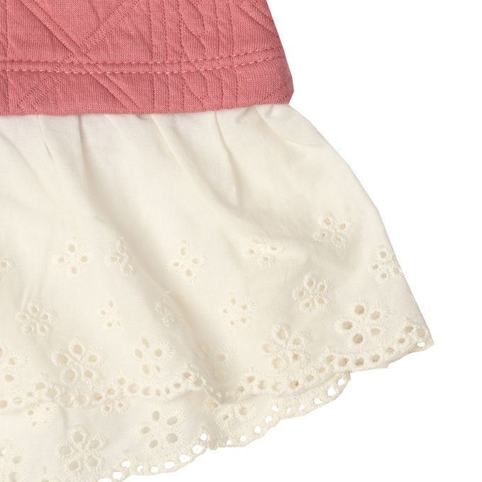 akachan honpo - 長袖鋪棉休閒上衣-下擺蕾絲-粉紅色