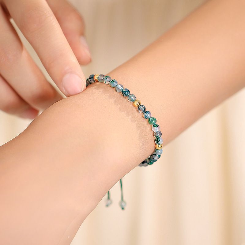 4mm手工編織水草瑪瑙水晶手鏈 (15cm)