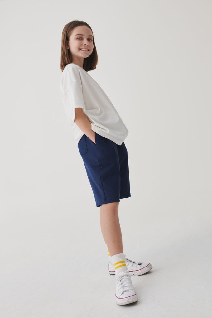 韓國 INDIVIDUEL - 好搭配休閒風五分褲-米灰