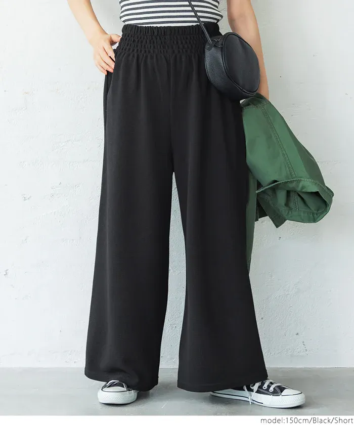 日本 COCA - 速乾彈性 垂墜感修身寬褲-灰棕