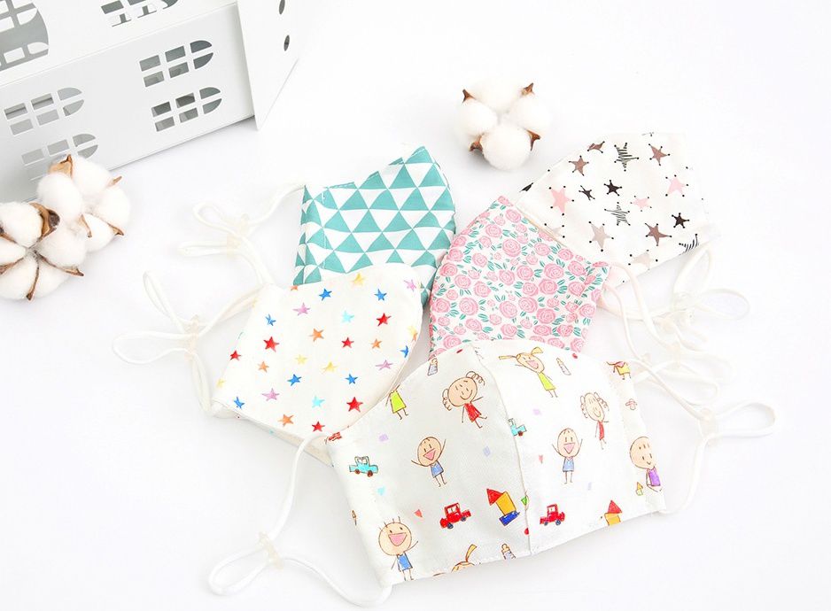 韓國 Coney Island - 純棉+2層棉紗兒童布口罩(2入組)-綠色三角形 (11*16cm)