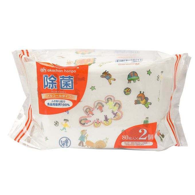 akachan honpo - 除菌濕紙巾 含酒精80張2包