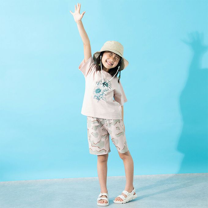 日本 petit main - 100%棉 清新印花短袖上衣-BROOKLYN-薄荷綠