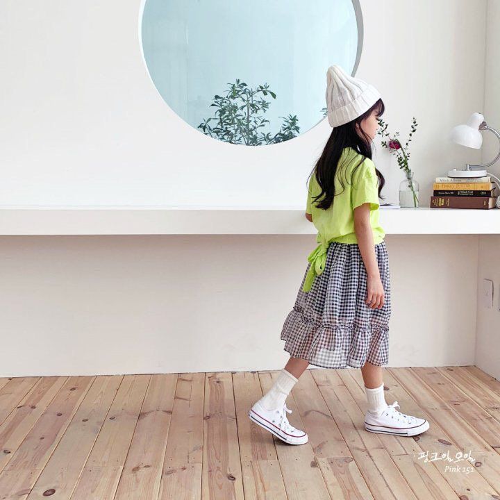 韓國 PINK151 - 格紋雪紡半長裙-淡紫