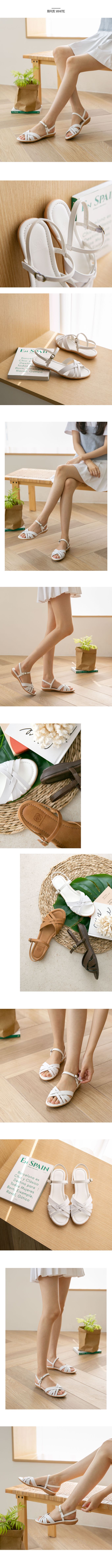 韓國 PINKELEPHANT - 專利設計交叉皮革露趾涼鞋(3cm)-白