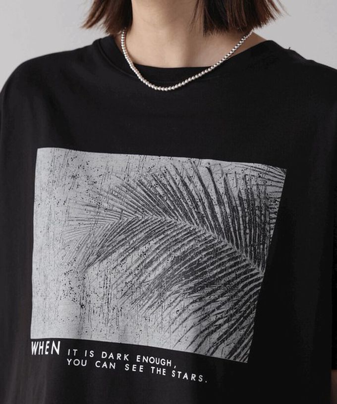 日本 Bab - 100%棉 清新夏日樹葉印花T恤-灰