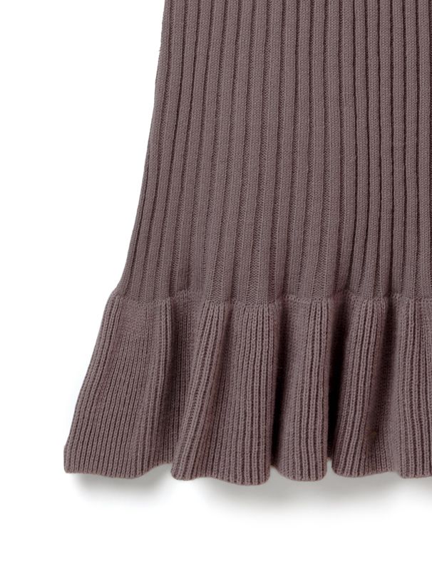 日本 GRL - 異材質拼接雪紡袖針織長洋裝-摩卡