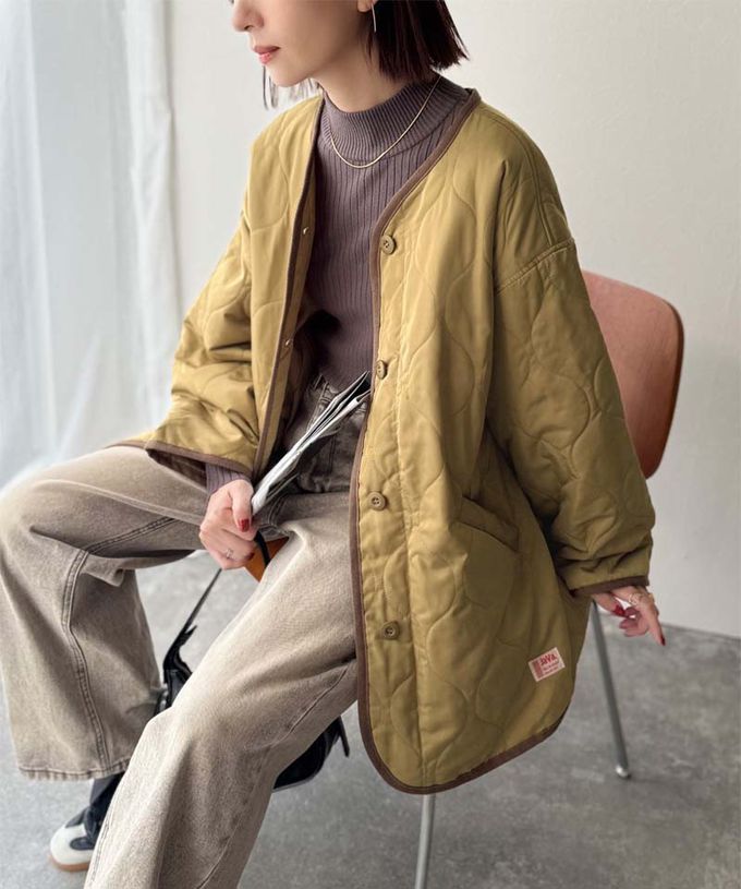 日本 Classical Elf - 簡約絎縫泡泡紋鋪棉外套-經典黑