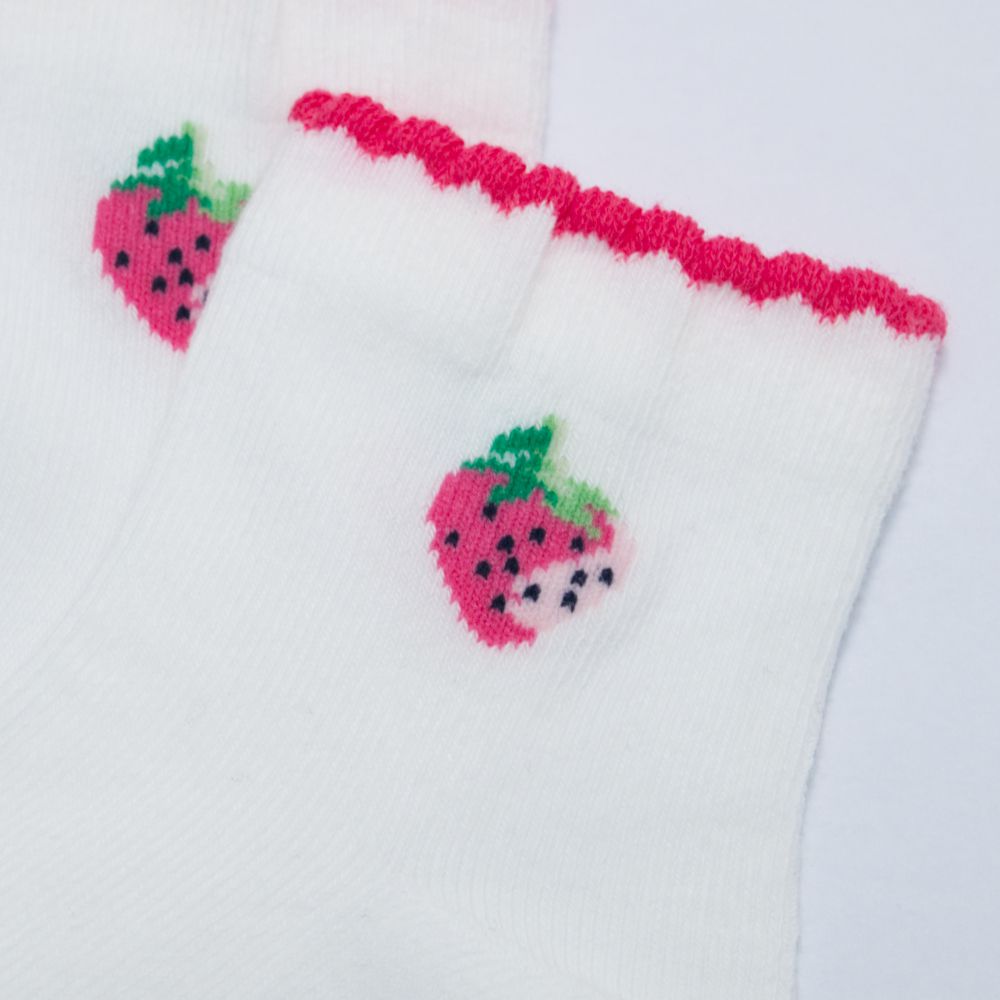 akachan honpo - 襪子-小草莓-米白色