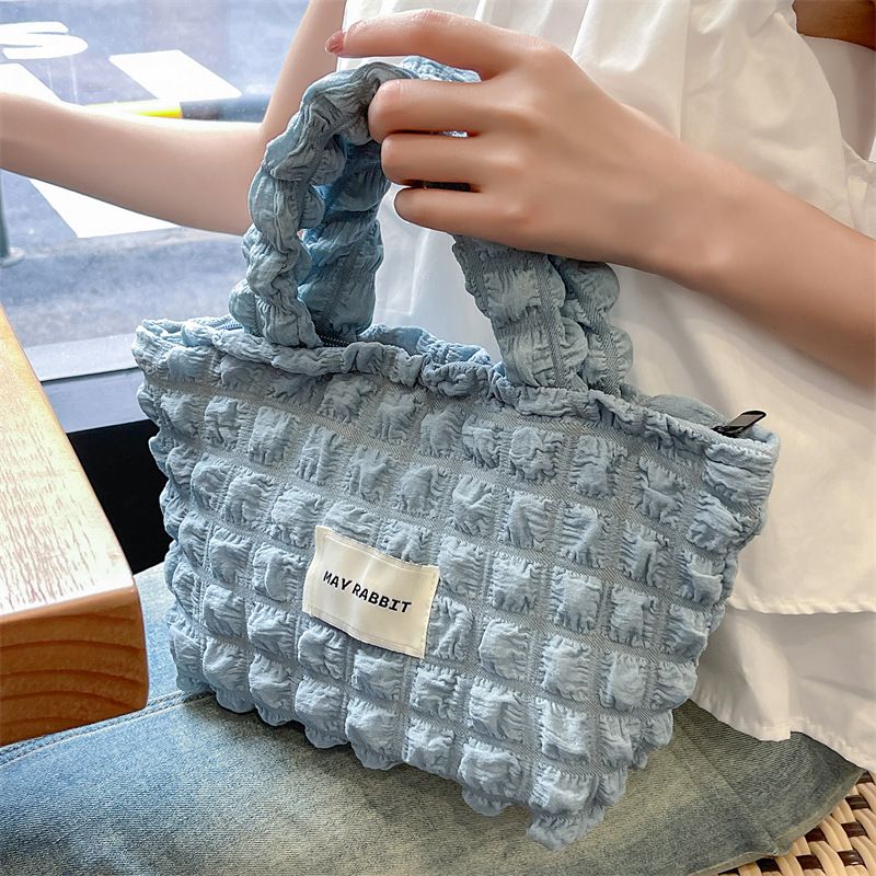 奶油泡泡雲朵手提包/托特包-紫色 ((19+12)x17x10cm)