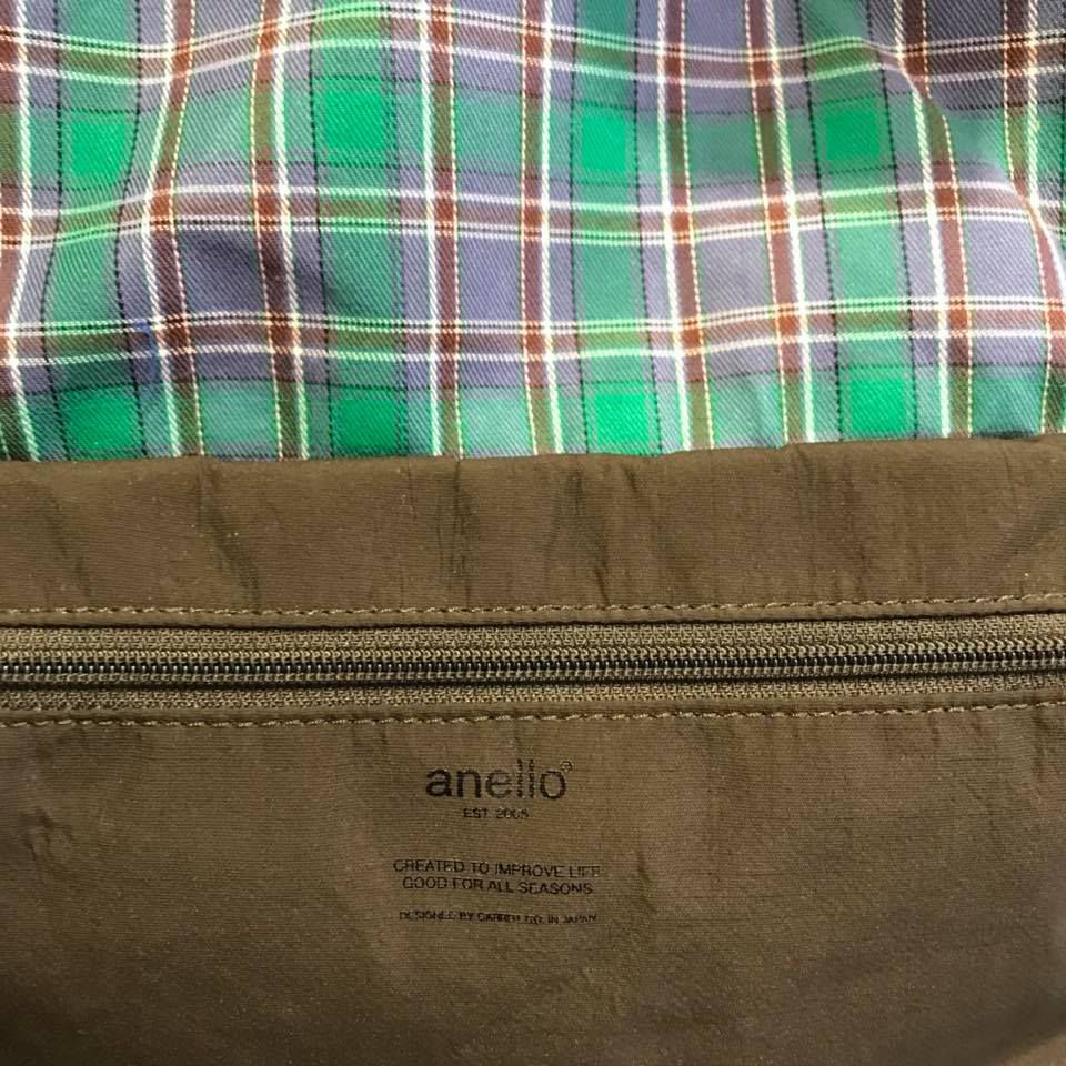 日本 Anello - 英格蘭格紋大開口後背包-Regular-KH卡其 (39x26x18cm)