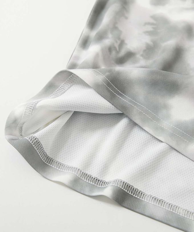 日本 devirock - 速乾網眼暈染風涼爽短袖上衣-橘灰