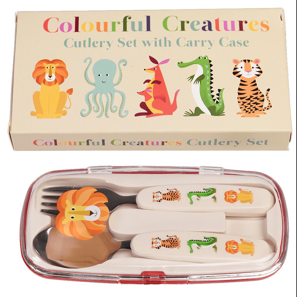 英國 Rex London - 幼兒/兒童餐具2入組(附收納盒)-動物樂園