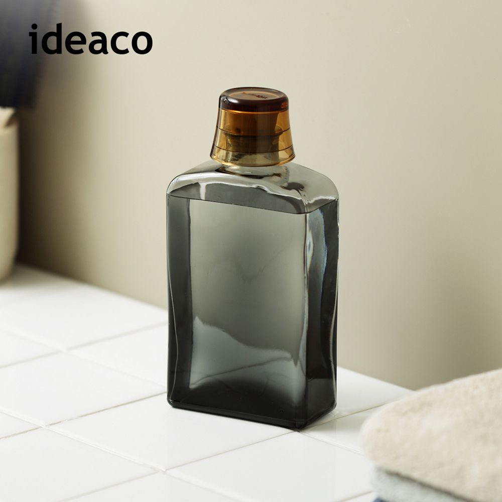 日本IDEACO - 復古風漱口水用玻璃空瓶(附漱口杯)-400ml