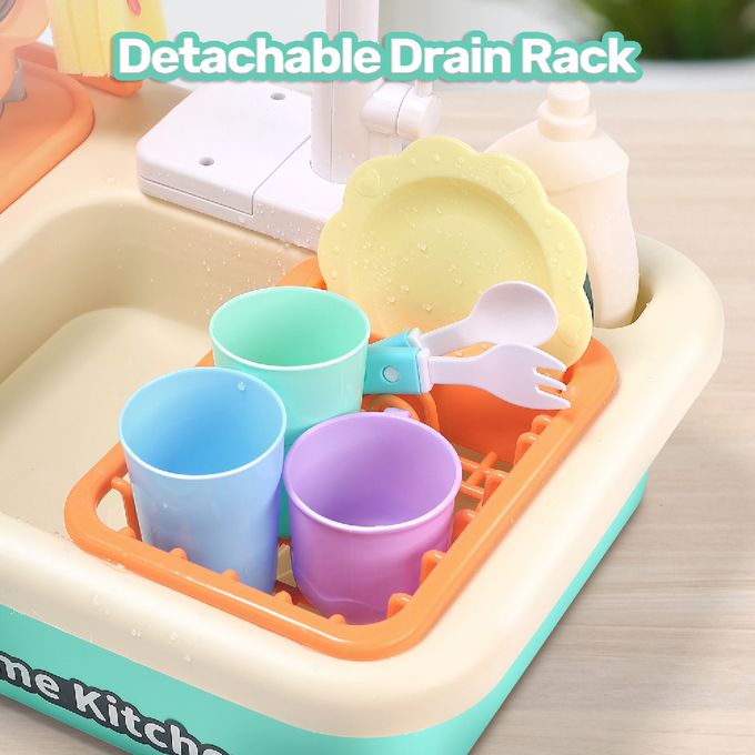 CuteStone - 兒童仿真冒煙煮飯與洗碗機切切樂套裝玩具30件組