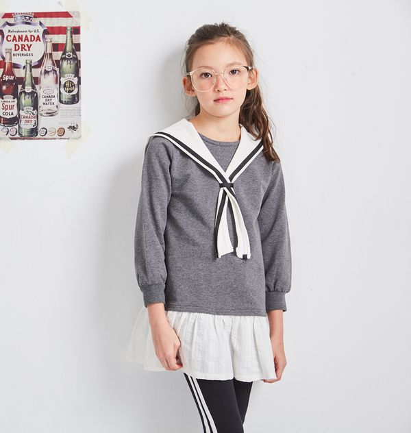 麗嬰房 Little moni - 學院風洋裝-灰色