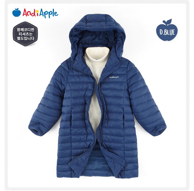 韓國 AndiApple - 輕量科技羽絨連帽連身外套-黑藍