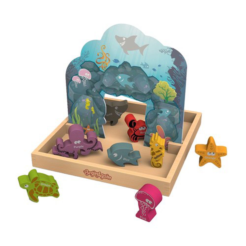 美國 Begin Again - 純木質故事益智玩具-海洋世界顏色系