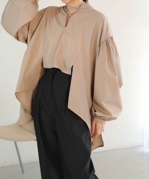 日本 Bab - 前短後長設計感綁帶上衣-簡約白