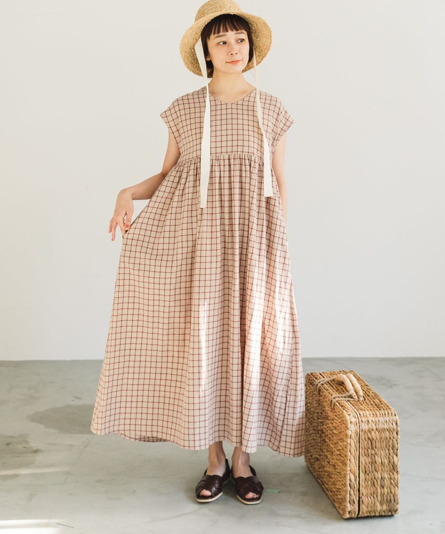 日本 PAIRMANON - 前後兩穿寬鬆短袖洋裝(媽媽)-素色-墨綠 (FREE)