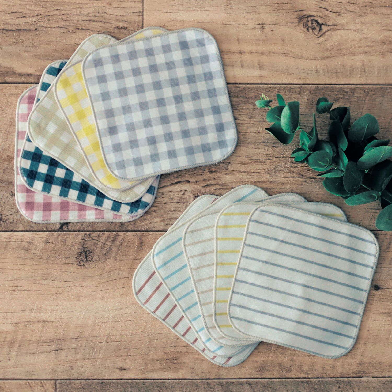 日本千趣會 - 北歐風 方形小手帕5件組-格子系 (15×15cm)