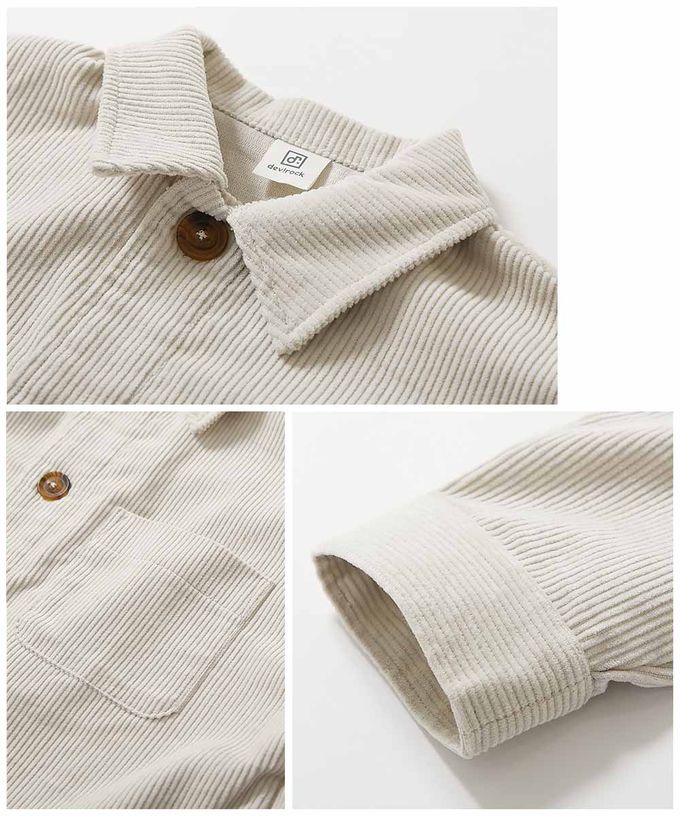 日本 devirock - 寬鬆時尚厚燈芯絨夾克外套-黑